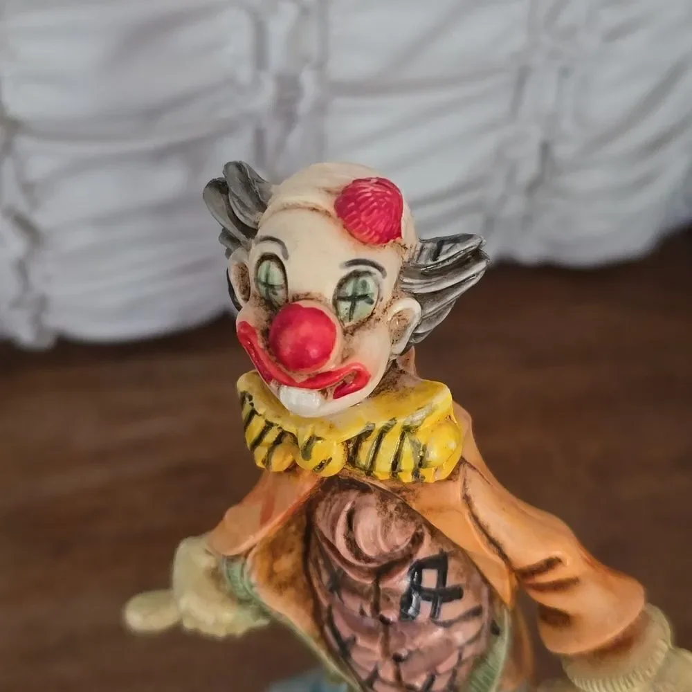 Vintage Italian Clown with Umbrella Resin Figurine